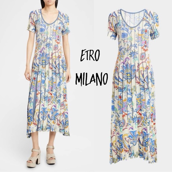 $2,350 Etro paisley pleated Knit Midi Dress - Picture 1 of 13